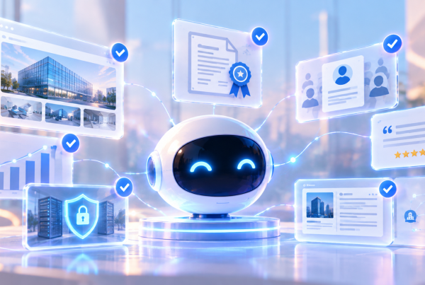 AI evaluating company proof and trust signals before making a recommendation